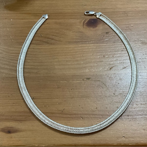 Milor Italy: 925 silver pure omega collar/chocker about 18’ inches flat necklace - Picture 2 of 5